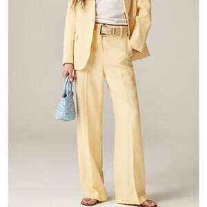 J. Crew Cuffed Wide Leg Yellow Trouser in Luster Canvas 14 New with Small Flaw